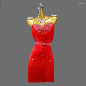 Scene Wear Red Professional Latin Dance Competition Dress Sport Practice Woman Prom Costume Ladies Kirt Girl Samba Dancewear