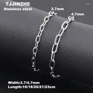 Charm Bracelets 3.7-4.7mm Long Cross Square Rolo Cable Stainless Steel Link Chain Color Vintage Bracelet For Women Unisex Wrist Jewelry