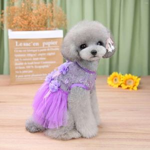 Köpek giyim evcil hayvan dipli gül çiçek basılı elbise köpekler yelek ceket kedi dantel nefes alabilen köpek kazak
