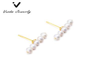 Stud Earrings of White Multi Peal bead Balance Gold Plated Earrings for Ladies Jewelry Wedding Party7725202