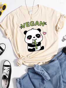 Koszulki damskie wegańska panda uwielbia jeść bambusowa żeńska koszulka t-shirt oddychająca top casual pot sportowy