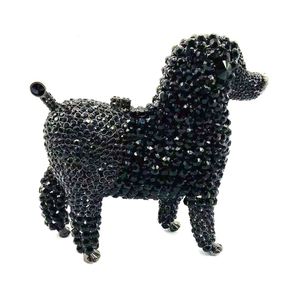 Luxo poodles designer animal cristal embreagem sacos de noite adorável cão dourado bolsa casamento feminino festa dia garras sm 240130