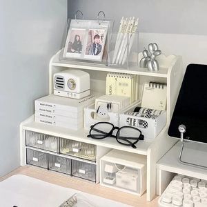 2Layers INS Desktop Storage Box Home Bedroom Dresser Skin Care Products Lipstick Shelf Study Stationery Books Sundry Organizer 240125