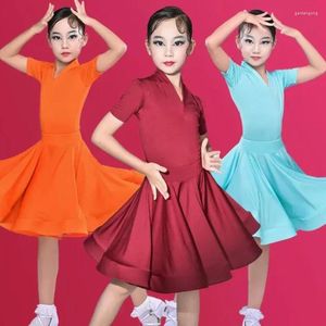 Scene Wear Children's Latin Dance Costume For Professional Competition Dress Tango Salsa Ballroom Performance Practice Clothing Kläder