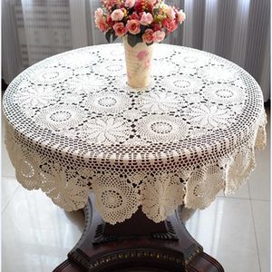 円卓布の手作りのかぎ針編みのテーブルクロス素敵なハンドディナー100％コットン多数のサイズ240127