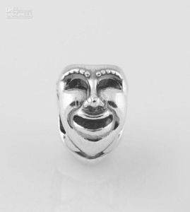 Authentic S925 Stamped Sterling Silver Theatre Drama Mask Charm Bead Fits European Jewelry Bracelets Necklaces10892459563003