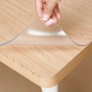 Soft Glass Tablecloth Transparent PVC Table Cloth Waterproof Oil Proof Kitchen Dining Rectangular Cover Matte Clear 10mm 240127