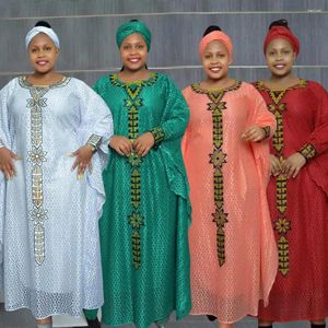 Roupas étnicas Mulheres África Vestidos Duas Peças Vestido Interno Bordado Solto Fit Tradicional Kanga Long Robe Slight Strech 2024 Headtie