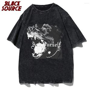 Herr t shirts sommar män tshirt rappare grafik tshirts ond hund tryck kort ärm hip hop streetwear bomull harajuku t-shir