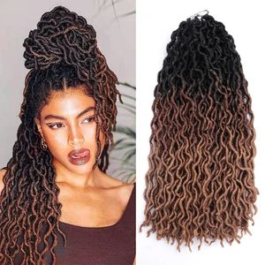 Gypsy locs syntetiska gudinna faux locs virkning hår mjuka flätor dreadlocks curly twist flätande hår för kvinnor svarta 15strands 240119