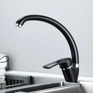 Rubinetti per lavandino del bagno Rubinetto da cucina in ottone nero e miscelatore acqua fredda Rubinetto con bocca girevole a maniglia singola