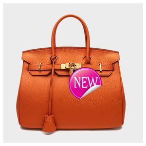 Birkinbagtotes مصمم حقيبة طبقة بقرة الجلد Lychee Womens Handbag Counter Bag Litchi Lock Buckle 25 سم