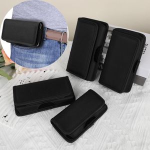 Sacos de cintura Universal Packs Mobile Phone Belt Clip Case Homens Saco Oxford Pano Coldre Bolsa Capa Cor Preta