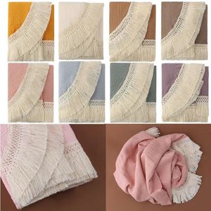 Blankets 2 Layers Pure Cotton Baby Blanket Tassel Muslin Born Swaddle Warp Infant Bedding Accessories Soft Bath Towel