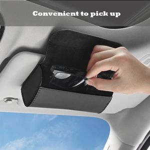 Bilvisor Solglasögon Case Clip Hanger Magnetic Fastener Solglasögon Holder PU LEATHER STORAGE Box Eglasses Holder Car Supplies 240118