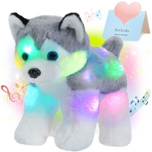 Giocattolo di peluche per bambola musicale per cani con luce a LED da 32 cm Super morbido simpatico cotone PP Animali di peluche Regalo di compleanno di alta qualità per ragazze Giocattolo 240119