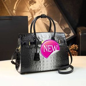 AABkin BKing Designer Totes Bag Lock Buckle Padrão de Crocodilo Bolsa de Couro Genuíno Bolsa de Um Ombro Feminina de Grande Capacidade LVSN