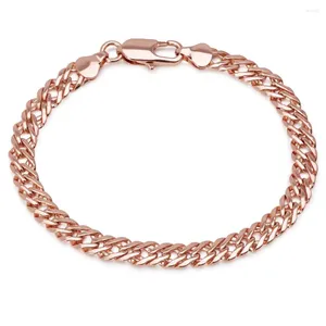 Bracciali a maglie MxGxFam (19,5 Cm 6 Mm) Catena intrecciata color oro rosa per uomo Donna Gioielli di moda senza piombo e nichel