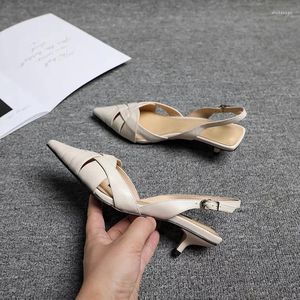 Sandals Woven Women's Pointed Low Heel Leisure Fashion Female Pumps Summer Elegant Solid Color Comfort Daily Ladies Shoes