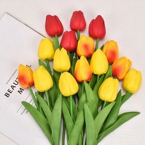 Decorative Flowers 5PCS/Pack Artificial Flower Tulip PU Fake Bouquet Gift Home Garden Wedding Decoration