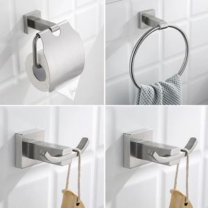 Accessori da bagno in acciaio inossidabile Anello portasciugamani in nichel spazzolato Porta carta igienica Gancio portasciugamani Set hardware 240118