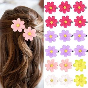 ヘアアクセサリー6-8pcs/セットベビーガール用のかわいいデイジークリップミニフラワーピンバレット子供ポニーテールホルダーギフト