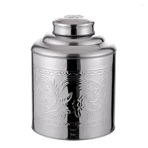 Storage Bottles Tea Cereal Container Portable Canister Sealing Jar Tin Stainless Steel Leaf Wrapping Airtight Sealed Decorative