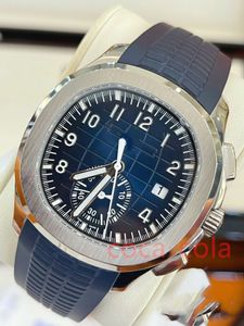 Брендовые часы World 2024 Лучшая версия Мужские часы 5968G-001 Хронограф Flyback 18kt WG Синие арабские автоматические часы 2 года гарантии
