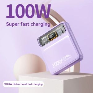 ミニソー100Wパワーバンク30000MAH高速充電PD 20Wポータブルパワーバンク組み込みケーブルマルチカラーマッチング送料無料