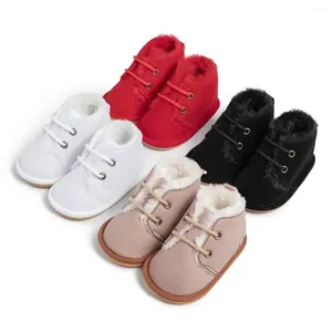 First Walkers Winterschuhe für Babys, Jungen und Mädchen, Schneeschuhe, flauschige warme Baumwolle, rutschfeste Gummisohle, geborenes Kleinkind