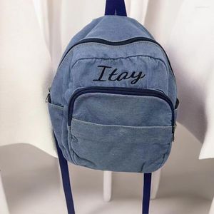 Zaino con nome personalizzato in tela di jeans ricamata Qualsiasi zaino quotidiano unisex alla moda Borsa regalo unica con personalizzabile