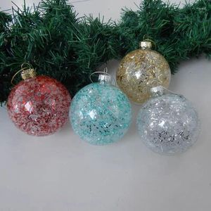 Party Decoration 8 st/packar olika diameter Färgsark Handgjorda Glass Globe Ornament Christmas Day Tree Hanging Ball