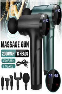 3200rmin Massagepistole Tiefengewebe Percussion Muskel zur Schmerzlinderung Tragbare Körperentspannung Sportmassage W 4 Köpfe2587023