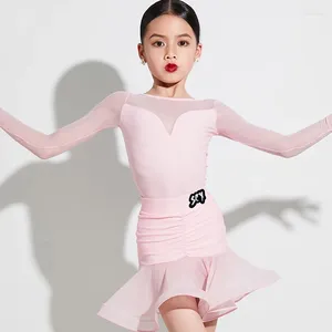 Сценическая одежда, модное розовое платье для латинских танцев, профессиональное платье для девочек, национальные стандартные платья для соревнований, костюмы XS7165