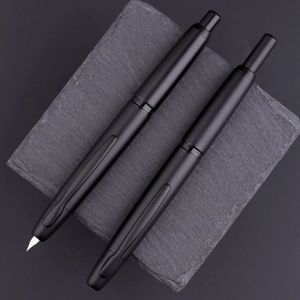 MAJOHN A1 PRESS FOUNTAIN PEN DRACTABLE EF NIB 0,4 mm metallmatt svart skrivande bläckpenna med omvandlare för studenter gåvor 240119