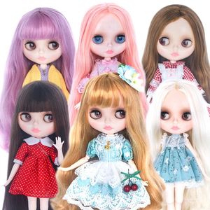 Blyth boneca blyth rosto brilhante couro branco 1/6 bonecas bjd boneca conjunta esférica personalizado brinquedo conjunto para menina especiais 240202