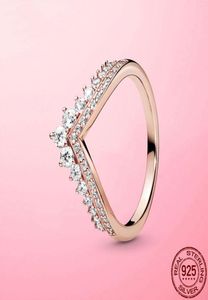 Pierścienie klastra 925 Sterling Silver Women Ring Princess Wishbone Finger for Wedding Pround Reagement Fine Jewelry Dift3891494