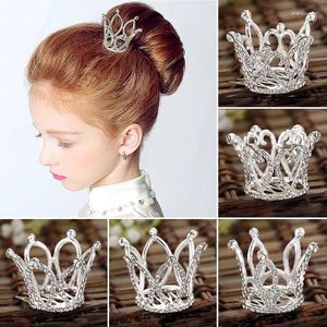 Fermagli per capelli Corona di cristallo Strass Ragazze Bambini Gioielli Accessori Mini carino principessa Pettine Compleanno Diademi Copricapo