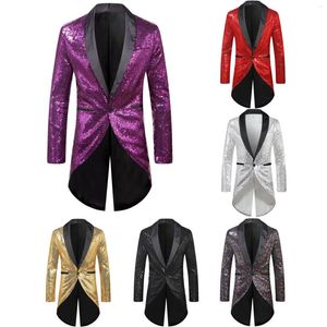 Herrdräkter Charm Menstailcoat Jacket Goth Fit Suit Praty Outwear Coat Sequin Tuxedo