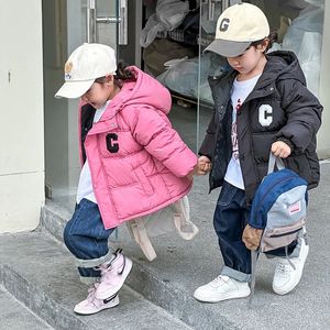 冬の男の子のジャケットソリッドカラー濃厚3〜12年間暖かいフード付きコートを維持