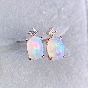 Studörhängen naturlig äkta vit opal kärlek hjärta örhänge 925 sterling silver 5 7mm 0,5ct 2st ädelsten fina smycken T236130