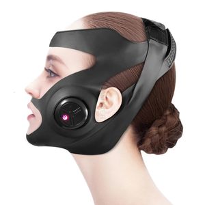 Grårosa elektriska V-formade tunna ansiktsbantande kindmask Massager Lyftmaskin V-line Lift Up Bandage Therapy Device 240201