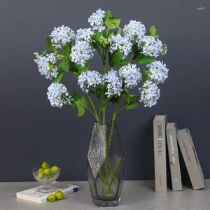 Decorative Flowers 1PC Simulation 5 Heads Snowflakes Hydrangea Artificial Home European American Green Living Room Decoration