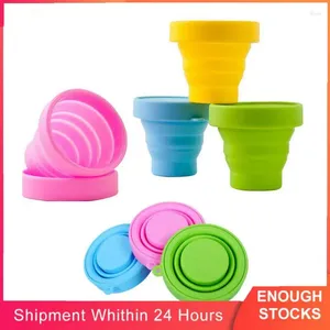 Bottiglie d'acqua 1pc Tazza da viaggio pieghevole in silicone Portatile da campeggio con coperchi Bottiglie riutilizzabili pieghevoli a prova di perdite (silicone/plastica)