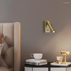 Lâmpadas de parede 3W COB LED Sconce Reading Light Ajustável Spotlight Quarto Lâmpada de cabeceira Fixação Rocker Switch El Living Room Hallway