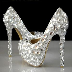 Super Women Pumps Rhinestones 574 Flash Crystal Chaton Wedding White Bride Show