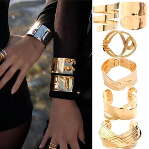 Bangle diezi French Style Oregelbunden geometrisk manschett breda armband män guld silver färg metall armband för kvinnor gåva smycken