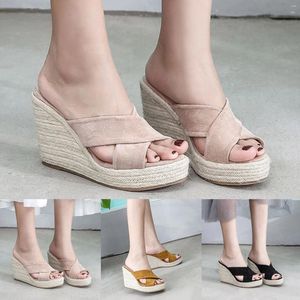 Sandaler Choice Shoes Women mode Hard Wearing Casual Ladies Slippers Cork Slide for Womens glittrande