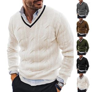 Men's Sweaters Winter Sweater Fashion Slim Warm Long Sleeve V-Neck Knit Pullover Top 2024 Male