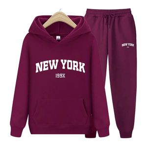 Autumn Winter Hoodspants Dwuczęściowy zestaw Joggers Brand York Printing Men Women Hoodies TrackSuits Jogger Spods Ubrania Mężczyźni 240202